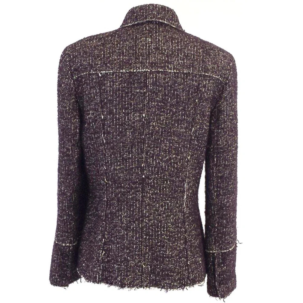 Lafayette 148 Alpaca Wool Bouche Purple Multi Blazer Jacket Petite Size 2 - Picture 2 of 9